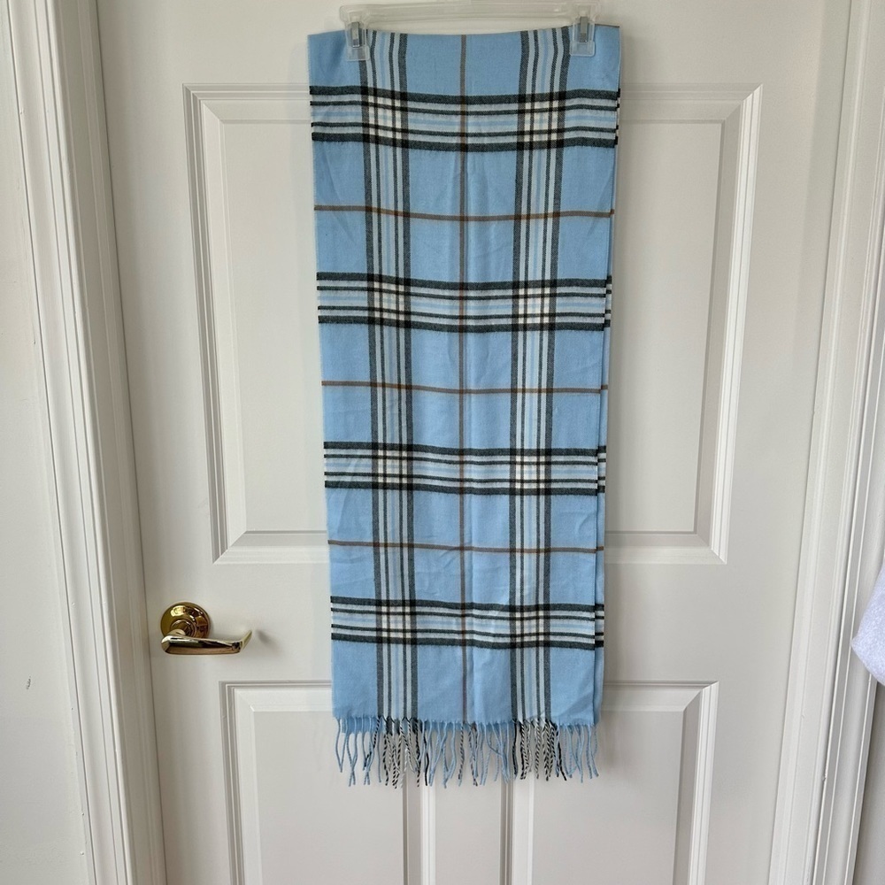 Lord & Taylor Blue Plaid Scarf New